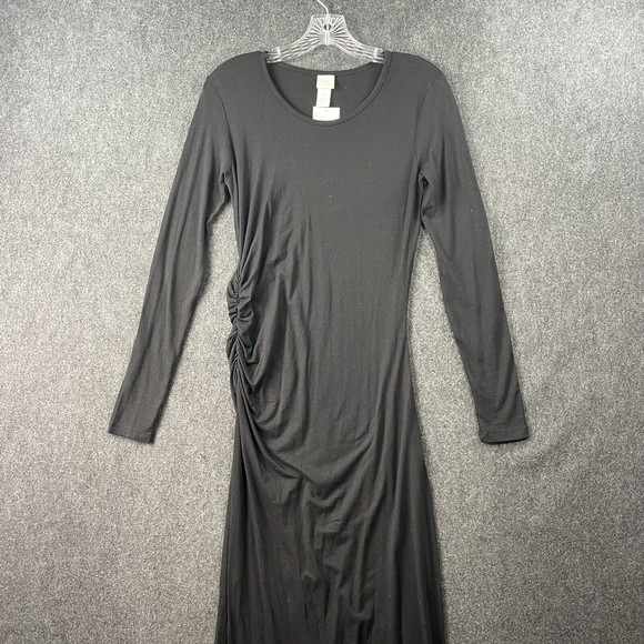 H&M Basic Dress Shirt Long Sleeve Black Casual Riced Maxi Womens Small NWT - Picture 1 of 8